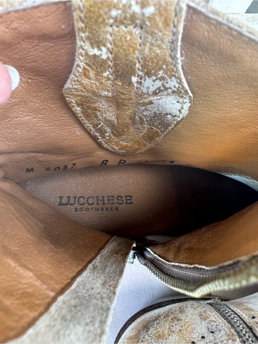 Lucchese leather cowgirl boots distressed size 8 - Picture 5 of 11